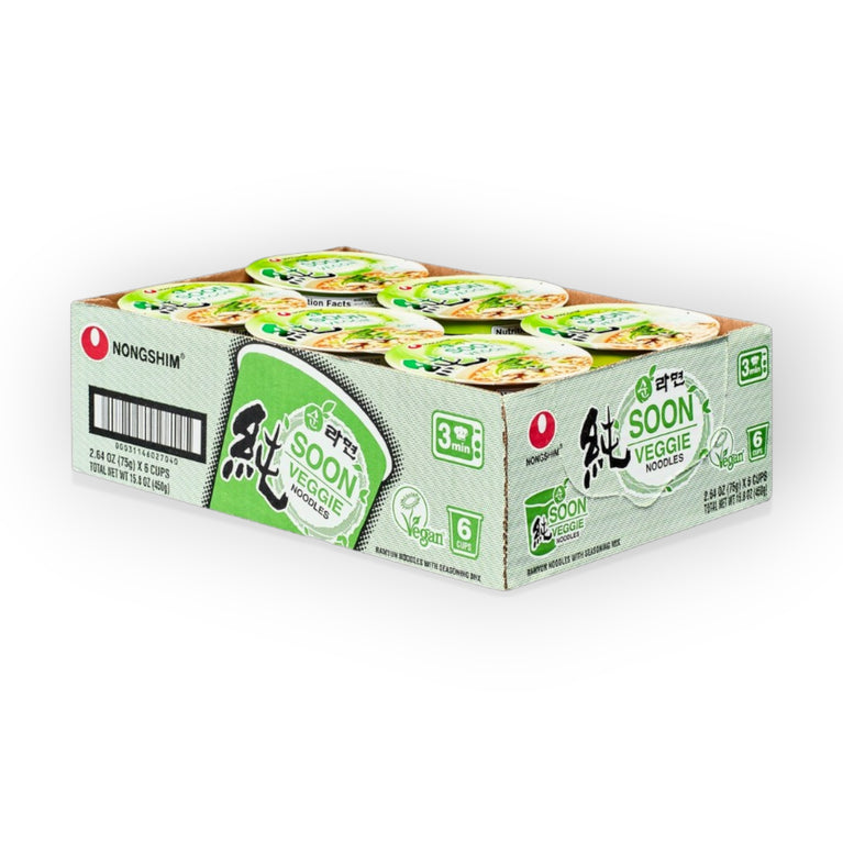 Nongshim Soon Cup Veggie Ramen 2.64 oz(75g) x 6 Cups 15.8oz(450g)