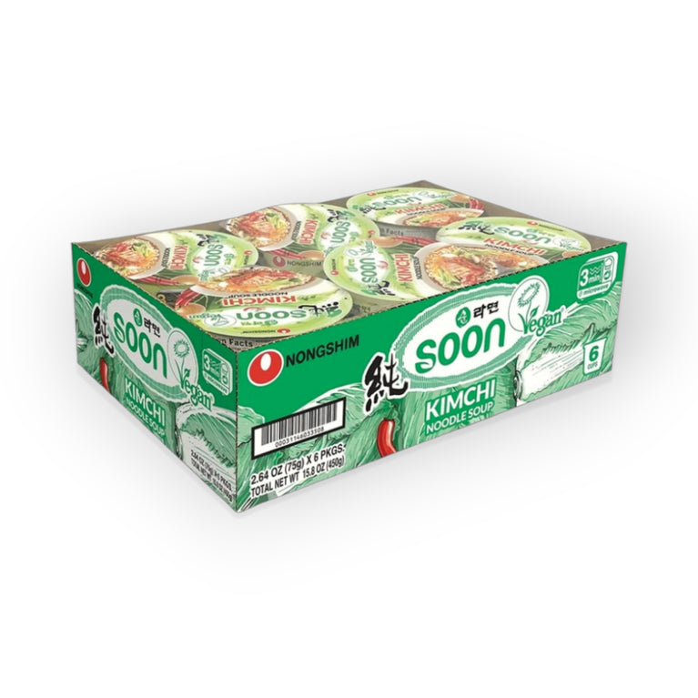 Nongshim Soon Kimchi Noodle Soup Mix Real Kimchi Flakes 2.64 oz(75g) x 6 PKGS
