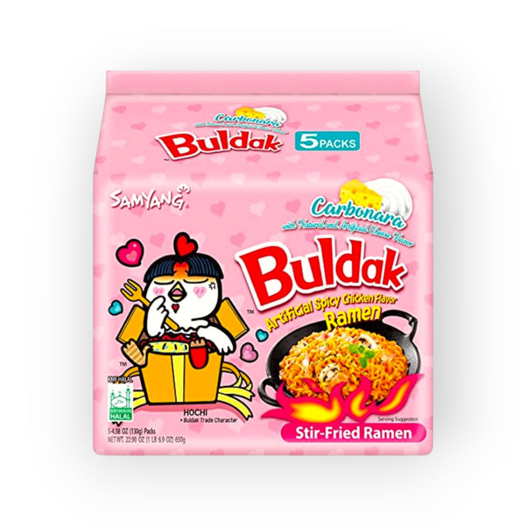 Carbonara Hot Chicken Flavor Ramen 4.5oz(130g) 5PKGS.