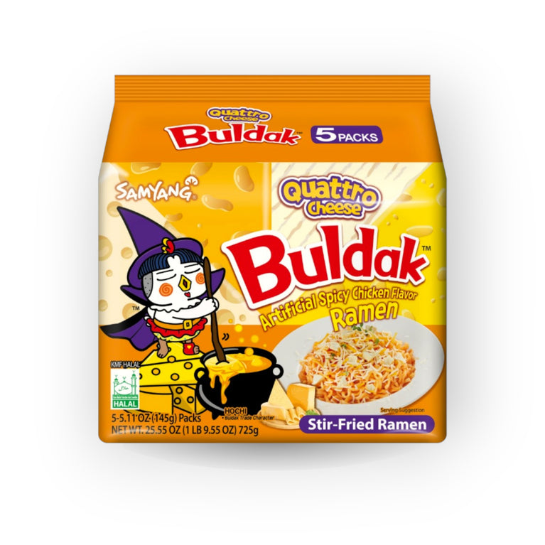 Samyang Buldak Quttro Cheese Ramen 5.11 oz(145g) x  5 Bags
