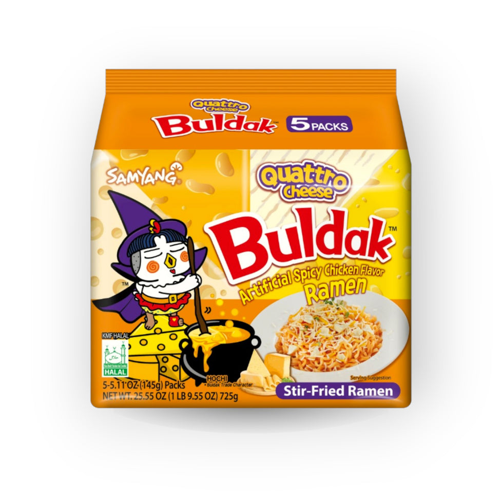 Samyang Buldak Quttro Cheese Ramen 5.11 oz(145g) x  5 Bags