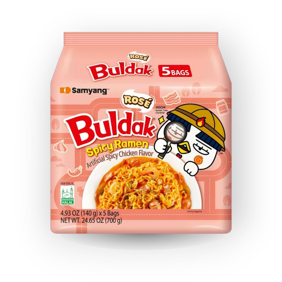Samyang Buldak Rose Spicy Ramen 4.93 oz(140g) x  5 Bags