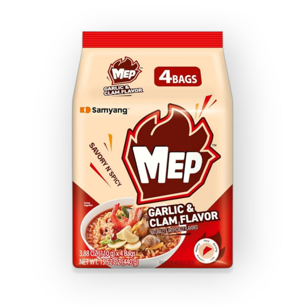 Samyang Mep Garlic & Clam Flavor 3.88 oz(110g) x  4 Bags