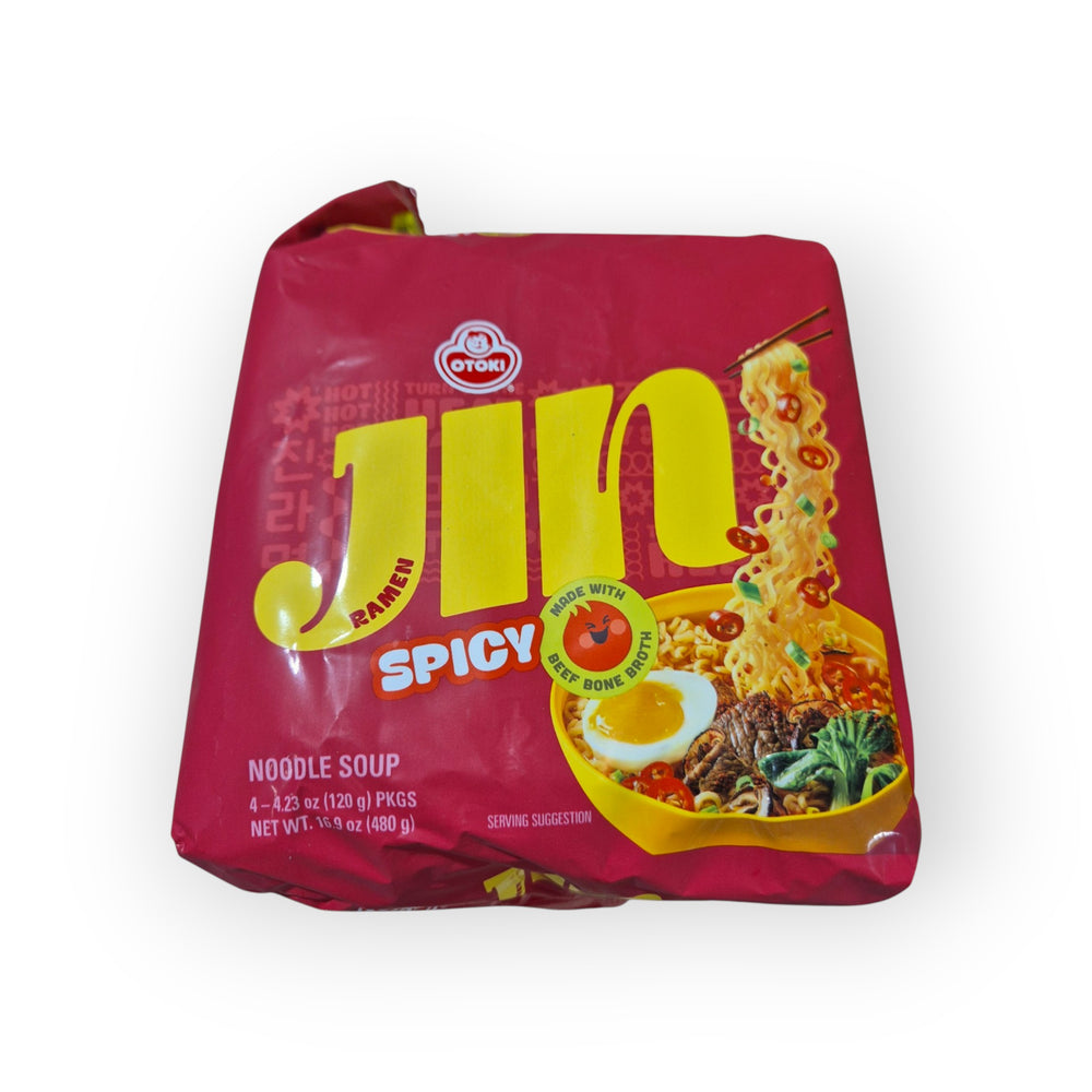 Ottogi Jin Ramen Multi (Bundle) Hot 4.23 Oz (120g) X 4PKGS.