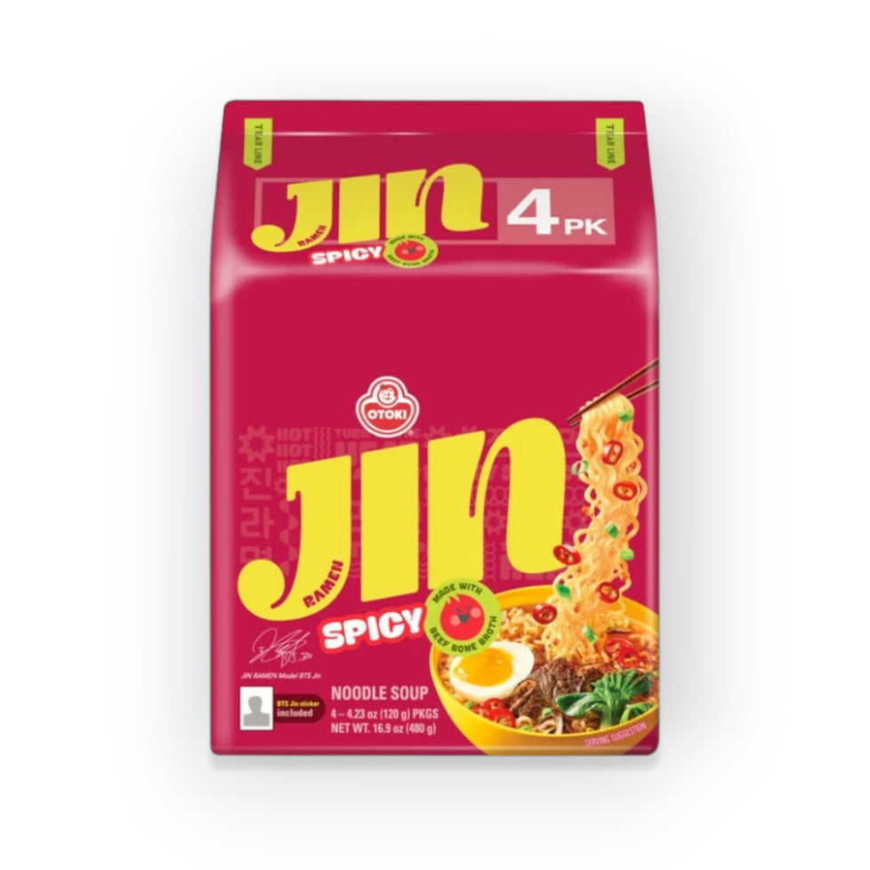 Ottogi Jin Ramen Multi (Bundle) Hot 4.23 Oz (120g) X 4PKGS.