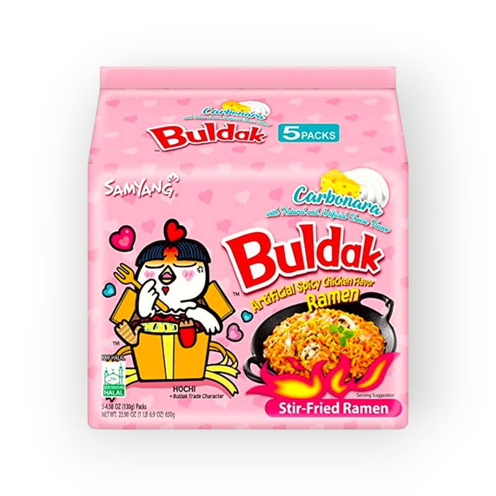 Carbonara Hot Chicken Flavor Ramen 4.5oz(130g) 5PKGS.