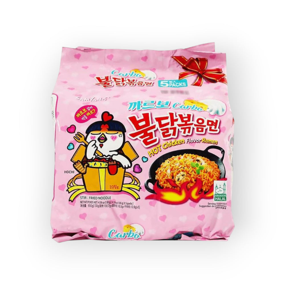 Carbonara Hot Chicken Flavor Ramen 4.5oz(130g) 5PKGS.