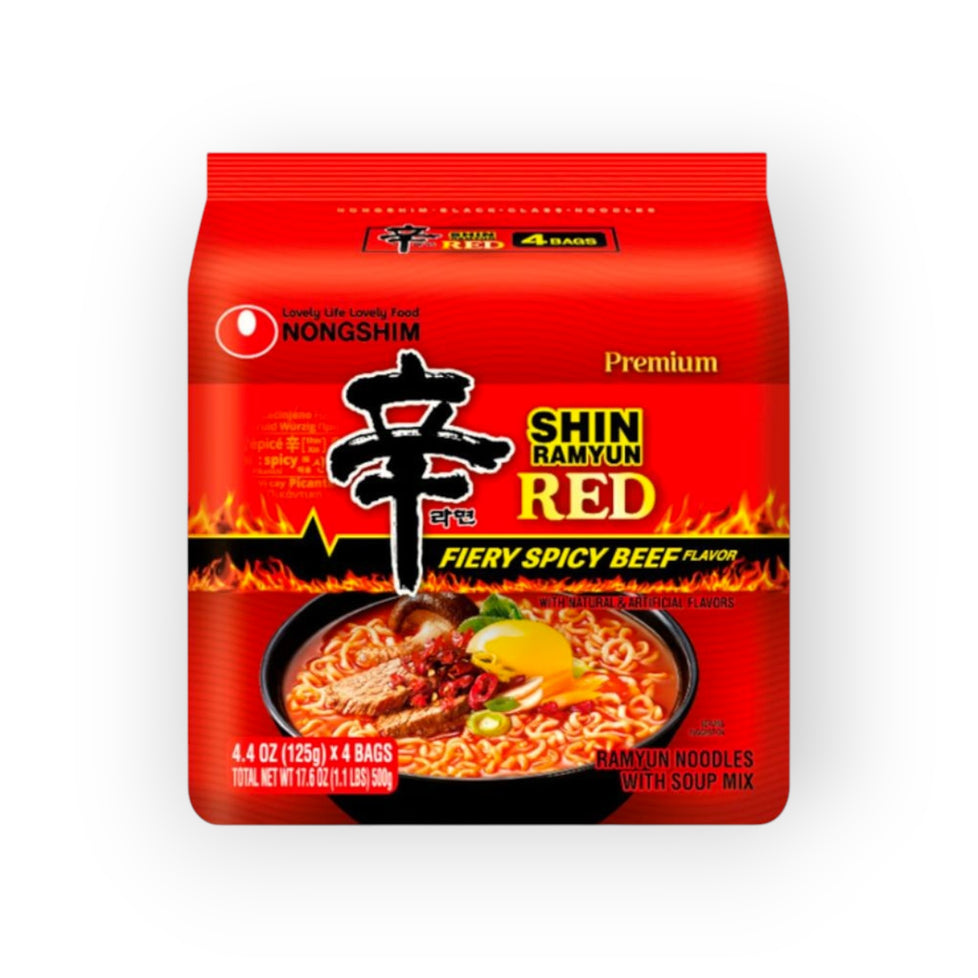 Nongshim Shin Ramyun Red Fiery Spicy Beef 4.4 oz (125g) X 4PKGS.